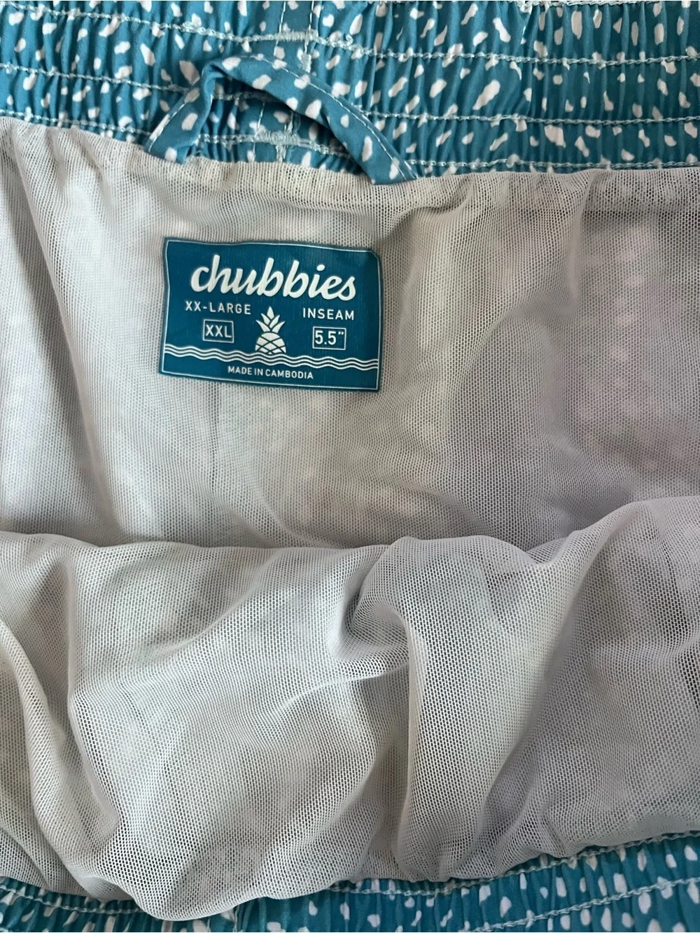 Chubbies Mens XXL Swim Trunks Blue Speckled Colorblock 5.5 Inseam Mesh Lining